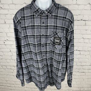 Samuel Adams Brist MFG Grey Plaid Flannel Button Up Long Sleeve Shirt Size XXL